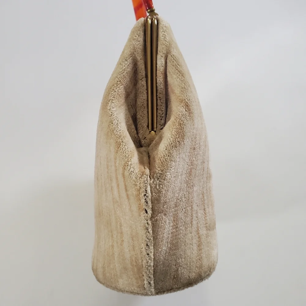 Garay Textured Handbag Bakelite Handle Cream Tan Vintage 50s 60s - Picture 3 of 13